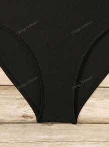 Traje de baño de una pieza de un solo color a la última moda para mujeres, estilo ajustado y sexy con volantes asimétricos, diseño con control de abdomen, escote en V para vacaciones en la playa o la piscina en verano