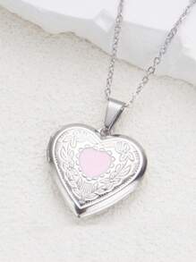 Customized Photo Necklace, Heart-Shaped Pendant Box, Suitable For Customizing Family, Couple, Pet Photos, Ideal For Anniversary, Birthday, Christmas Gift,Gold,Silver,Stylish,Colorful,Vintage,Simple,Unisex,Casual,Cuties,Custom,Personalized,Unique,Ideal Gifts For Him,Ideal Gifts For Her,Her,Boyfriend,Girlfriend,Dad,Mom,Family,Friends,For Anniversaries,For Birthdays,For Graduation,For Prom,For Party