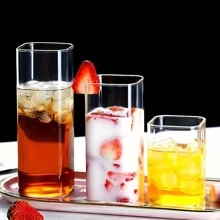 Bộ 6 ly thủy tinh borosilicate cao cấp, chịu nhiệt, tách trà đa năng trong suốt, cốc bia, cốc đựng rượu whisky, cốc đựng sữa, cốc đựng nước ép - Đồ thủy tinh trong suốt hình vuông, quà tặng ngày lễ tình nhân, tiệc tùng, trang trí sinh nhật, dùng ngoài trời, cắm trại, quà tặng cho cha - Nhiều màu - Xem 7