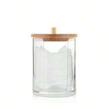 1pc Clear Acrylic Cleaning Swab Storage Jar - Organize And Store Cosmetic Cleaning Pads In A Stylish Way, Valentine's Day Gift, Perfect Bathroom Storage Jar,Home Decor ,Room Decor,Wall Decor