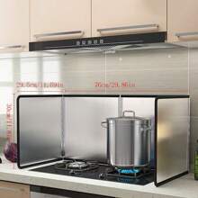 1 Piece, Kitchen Splash Guard, Anti-Splash Shield, Kitchen Oil Baffle Plate, Non-Stick Splash Guard, Metal Anti-Splash Shield, Heat Insulation For Stove, Kitchen Gadgets - Silver - View 2