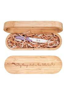 1 pieza Caja de recuerdos de prueba de embarazo de bambú - Regalo perfecto de anuncio sorpresa para el esposo y los abuelos, forrado de ratán, cierre magnético, decoración del hogar (prueba de embarazo no incluida) - Color bambú original. - Ver 1