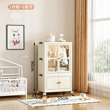 55cm/60cm Household Large Capacity Floor Standing Plastic Storage Box, Foldable Wardrobe Closet For Baby, No Assembly Required Double Door Folding Storage Cabinet, Small Space Lightweight Luxury Dust-Proof Wardrobe Closet For Bedroom - Multicolor - View 16