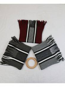 Khăn quàng cổ tua rua kẻ caro, chắp vá nhiều màu, khăn quàng cổ ấm áp & chăn cho cả nam và nữ, thích hợp cho mùa xuân, thu và đông - nhiều màu - Xem 4