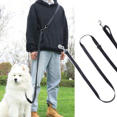 10ft 15ft 25ft 35ft Multipurpose Solid Color Pet Leash, Hands-Free Dog Walking Lead, Durable Sliding Traction Rope For Training, Walking And Outdoor Activities - Suitable For Various Size Pets, Black