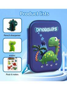 26Pcs Pencil Case Stationery Set ,Cute Unicorn Dinosaur Pencil Pouch ,3D EVA Pencil Pen Box Organizer With Compartment & Pencils Eraser Sharpener Sticker, Stationery Supplies Pink Blue,Back To School,Bag - Apricot - View 4