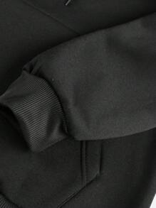 Customized Personalized Men's Autumn/Winter Thin Velvet Crew Neck Casual Loose Hoodie Sweatshirt, Add Your Own Image And Text To Design Your Personalized Printed Hoodie Sweatshirt - Black - View 7