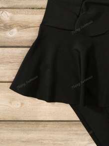 Traje de baño de una pieza de un solo color a la última moda para mujeres, estilo ajustado y sexy con volantes asimétricos, diseño con control de abdomen, escote en V para vacaciones en la playa o la piscina en verano