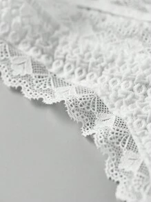 男士性感蕾丝网眼丁字裤、时尚低腰内衣、透气舒适弹力丁字裤、休闲丁字裤 - 白色 - 查看 4