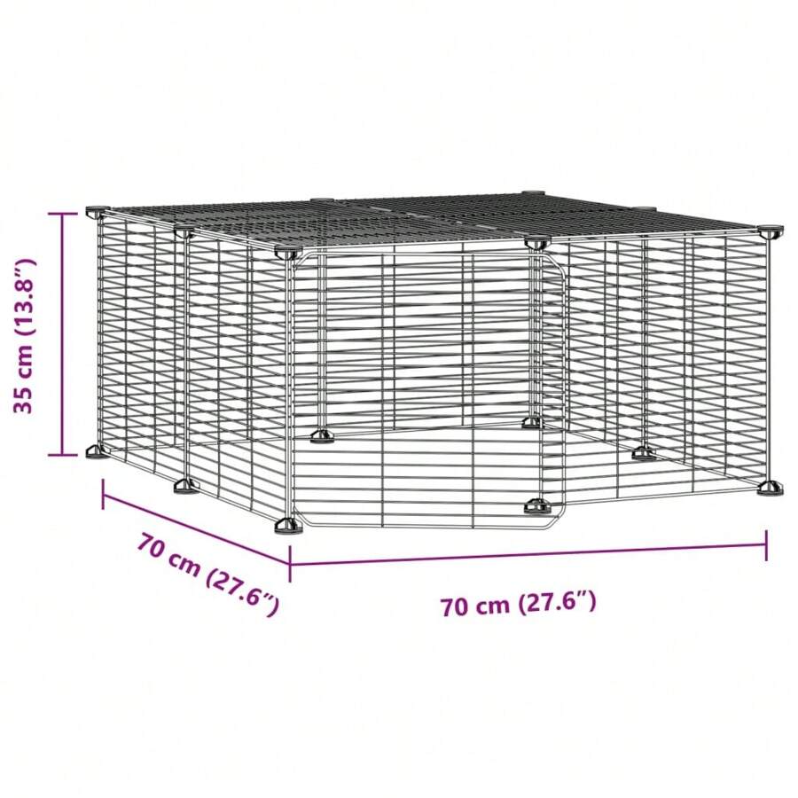 Parc à chiots portable avec 12 panneaux et porte, noir, 35 cm, enclos pour animaux d
