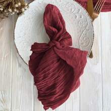 12/24 Pezzi di tovaglioli di garza di formaggio, 50 x 50 cm, tovaglioli da tavola di lino stile fattoria bohémien e accartocciati, tovaglia decorativa per matrimoni, feste, uso quotidiano domestico