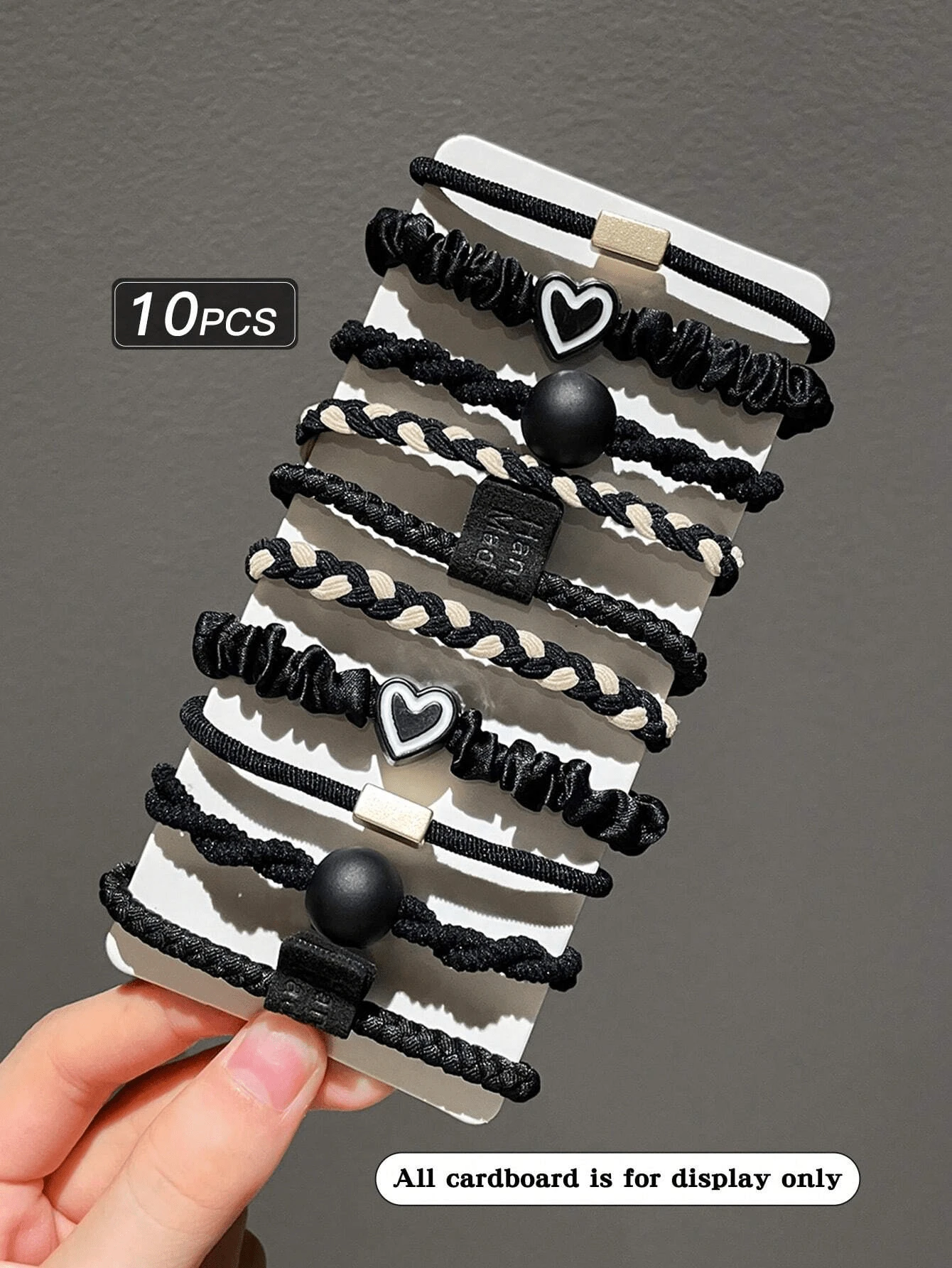 10 件装女士发饰发带头饰 - 黑色 - 查看 1