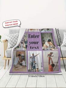 1 peça 260-300g Manta de Velo Personalizada com 8 Fotos, lavável em máquina, capa de poliéster, multiestação, todo tempo, estilo contemporâneo, cobertor de impressão digital multiuso para todas as estações, Dia das Mães, aniversários, Dia dos Namorados, formatura, Dia dos Pais, casamentos, inauguração, sofá, cama, carro, sala de chá, quarto, banheiro, sala de estar, sala de jantar, escritório