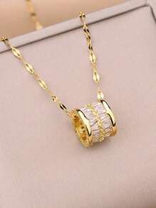 1 件 18k 镀金奢华高端不锈钢项链，水钻装饰，防褪色，多功能，优雅颈链，适合女性日常佩戴