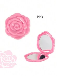 Pack Of 5 Compact Mirror Pink Mirror Plastic Mini Travel Makeup Mirror Portable Foldable Mirrors Rose Flower Shaped Compact Mirror Hand Bridesmaids Gift For Women Wedding Party Birthday Home Decor Back To School Room Decor School Supplies - Multicolor - View 15