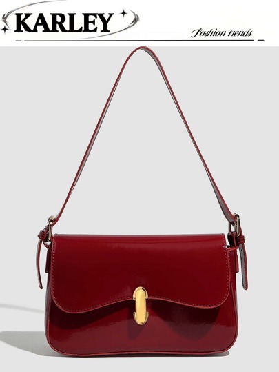 1pc Vintage Clasp Square Bag, Shoulder Bag, Baguette Bag, Retro Brollian Leather Clasp Small Square Bag, Underarm Bag, Fashion Versatile Handbag, Christmas Gift Bag, Suitable For All Ladies, Two Adjustable Shoulder Straps, Can Be Worn As Shoulder Or Crossbody Bag