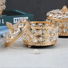 1pc Octagonal Pearl Jewelry Box, Elegant Princess Crystal Jewelry Box, Trinket Storage Organizer Case, Luxury Ring Holder