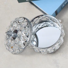 1pc Octagonal Pearl Jewelry Box, Elegant Princess Crystal Jewelry Box, Trinket Storage Organizer Case, Luxury Ring Holder