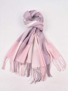 1pc Ladies' Faux Cashmere Multicolored Tassel Scarf, Fashionable And Warm Shawl Suitable For Daily Use - View 4