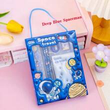 Zestaw 6 artykułów piśmienniczych z motywem kreskówek, estetyczne, urocze opakowanie z motywem do noszenia, zestaw typu "wszystko w jednym" zawiera ołówek, linijkę, temperówkę, gumkę, notatnik, bardzo praktyczny, idealny do szkoły, domu, nagród dla uczniów i prezentów na przyjęcia/urodziny