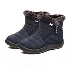 Womens And ManWaterproof Fur Lined Snow Ankle Boots Ladies Winter Warm Flat  Shoes Warm Walking Boots Side Zipper Lightweight Outdoor - Blue - View 1