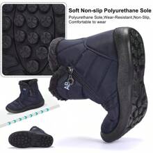 Womens And ManWaterproof Fur Lined Snow Ankle Boots Ladies Winter Warm Flat  Shoes Warm Walking Boots Side Zipper Lightweight Outdoor - Blue - View 5