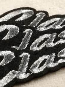 3 pièces Patchs en tissu brodé noir et argent "Classique", style minimaliste à la mode, fabriqués en tissu de polyester convenant au thermocollage ou à la couture sur vêtements, sacs, chaussures, chapeaux, décorations de la maison