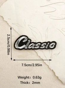 3 pièces Patchs en tissu brodé noir et argent "Classique", style minimaliste à la mode, fabriqués en tissu de polyester convenant au thermocollage ou à la couture sur vêtements, sacs, chaussures, chapeaux, décorations de la maison