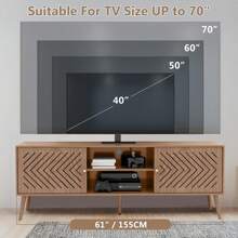 TV Stand With Shelf And Cabinet Storage 2 Sliding Doors For 60 70 Inch TV Walnut