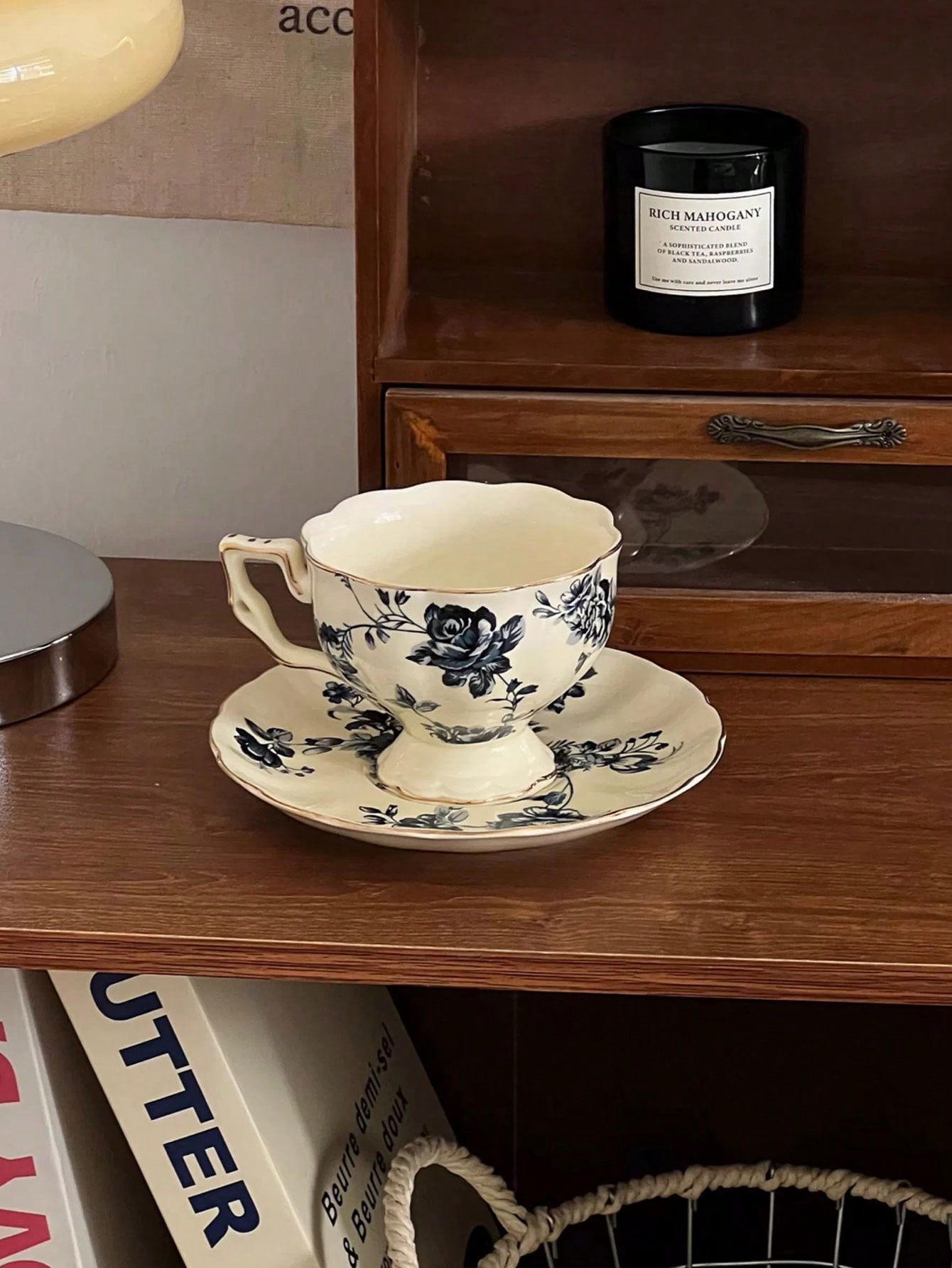 قطعة واحدة مجموعة كوب وصحن كلاسيكي فرنسي للشاي وال...