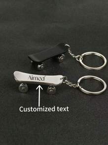 1 pièce Porte-clés de mini skateboard personnalisé - en alliage de zinc, style simple, gravure - porte-clés de scooter en métal personnalisable, convient pour les cadeaux - Multicolore - Voir 2