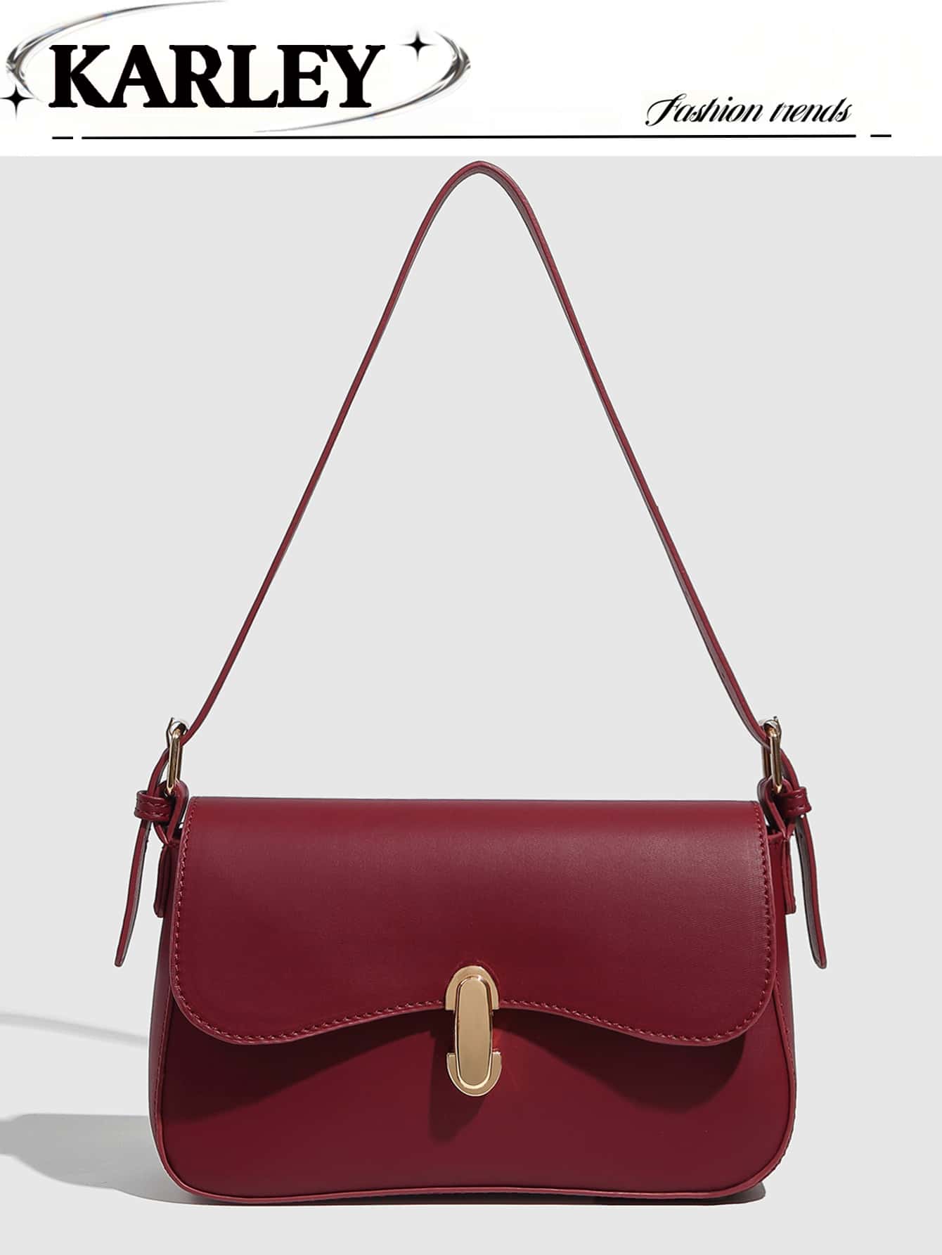 Bauletto 形状包、单肩包、法棍包、复古锁扣小方包、腋下包、时尚百搭手提包、圣诞礼物包、适合所有女士、可调节双肩带、可作为单肩包或斜挎包佩戴、理想的情人节礼物