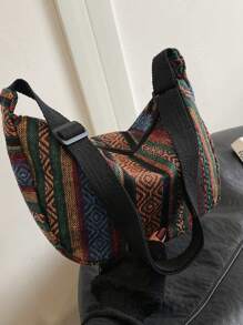 2025 New Large Capacity Dumpling Bag, Retro Striped Canvas Shoulder Bag, Exotic Bohemian Style Crossbody Bag For Women - Multicolor - View 2