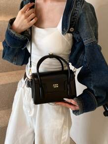 New High-Quality Simple Solid Color Maleta Handbag, Design Casual Crossbody Bag, Minimalist Solid Color Classic Dignified Shoulder Bag For Women, Office, Outing, Dating, Festival Gift - Black - View 2