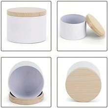 42 Peças/6 Conjuntos Latas de Vela Brancas, Frascos de Vela Pretos Foscos de 4 Onças com Tampas de Grão de Madeira para Fabricação de Velas, Suportes de Pavio, Autocolantes de Pavio para Fabricação de Velas, Artesanato DIY, Armazenamento de Pequenos Itens