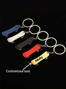 1 pièce Porte-clés de mini skateboard personnalisé - en alliage de zinc, style simple, gravure - porte-clés de scooter en métal personnalisable, convient pour les cadeaux - Multicolore - Voir 1
