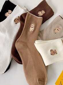 Esportes ao ar livre Aleatório 5 pares de meias de urso marrom de desenho animado