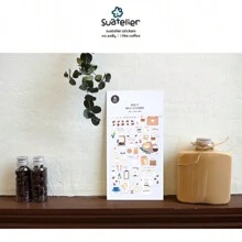 1件裝咖啡蛋糕甜點手帳貼紙，手工咖啡蛋糕甜點貼紙，適用於手帳、計畫本、相簿裝飾，返校開學文具用品 - 彩色 - 查看 3