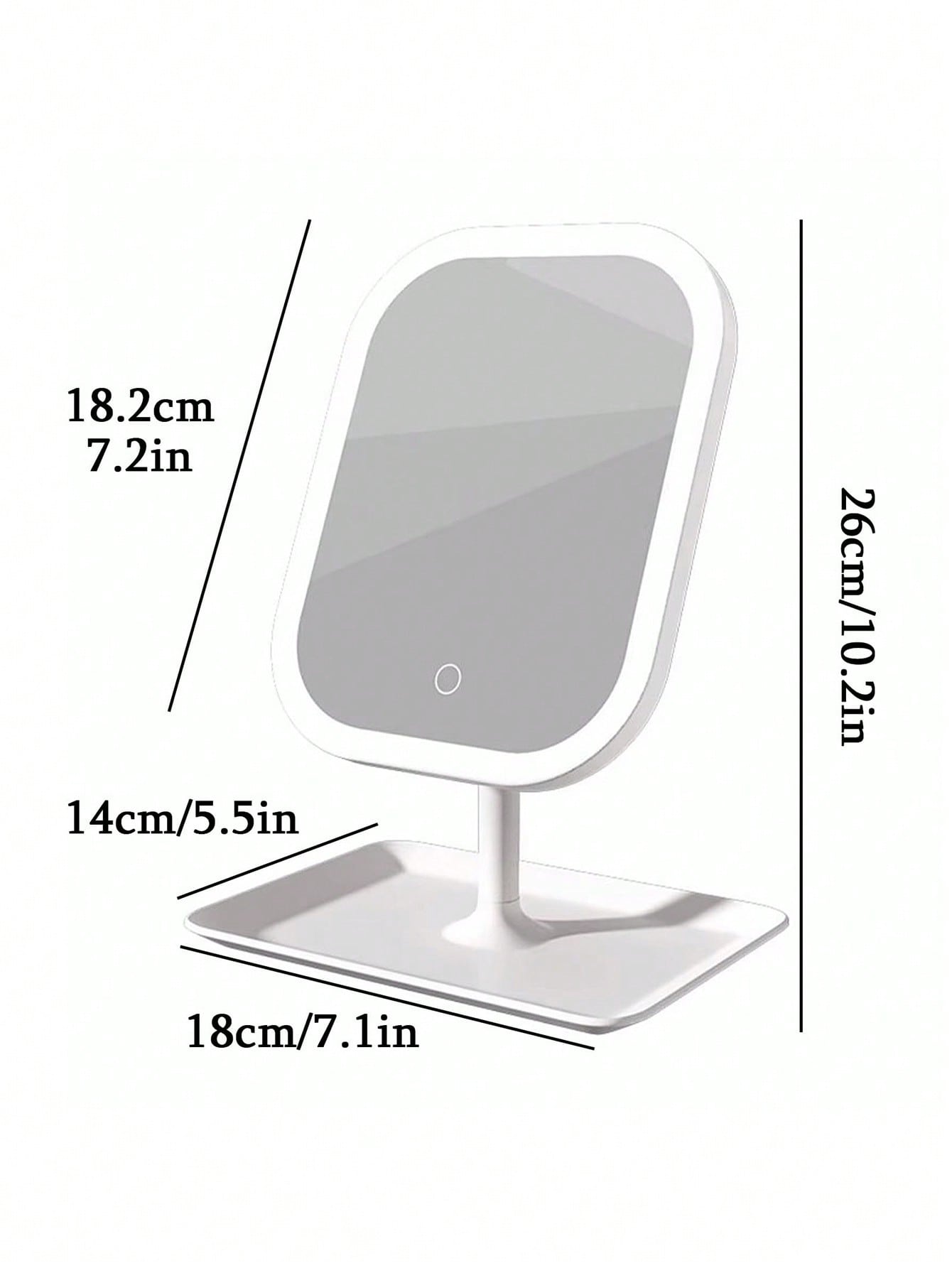 مرآة مكياج بإضاءة LED قطعة واحدة،