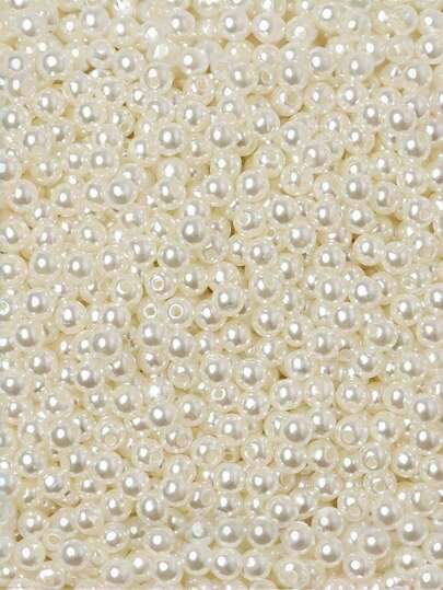 500 Pieces/1000 Pieces, 4mm/6mm/8mm/10mm Water Milled ABS Beige And Pure White Faux Pearl Straight Hole Round Beads, Suitable For DIY Phone Chain Bags, Tassels, Hair Clips, Bracelets, Anklets, Beads And Accessories