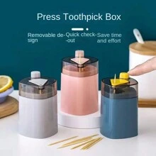 Automatic Pop-Up Toothpick Holder, Made Of PP Material, Household Kitchenware Accessory, Linen Tableware, Desktop Toothpick Jar