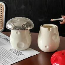 1 chiếc gạt tàn hình nấm bằng gốm có nắp, đồ trang trí bàn cà phê phòng khách, gạt tàn trên bàn làm việc văn phòng, phụ kiện trang trí thiết kế độc đáo - Nhiều màu - Xem 7