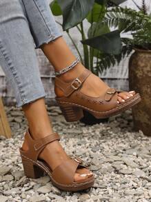 IH2 Summer New Fashion Casual Hollow Out Breathable Women's French Style High Heel Sandals