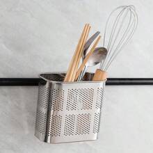 Palillos de acero inoxidable, tenedor, cuchara, soporte, estante para utensilios de cocina, organizador, secador de cubiertos, escurridor, estante con ganchos, accesorios de cocina - 1C - Ver 7