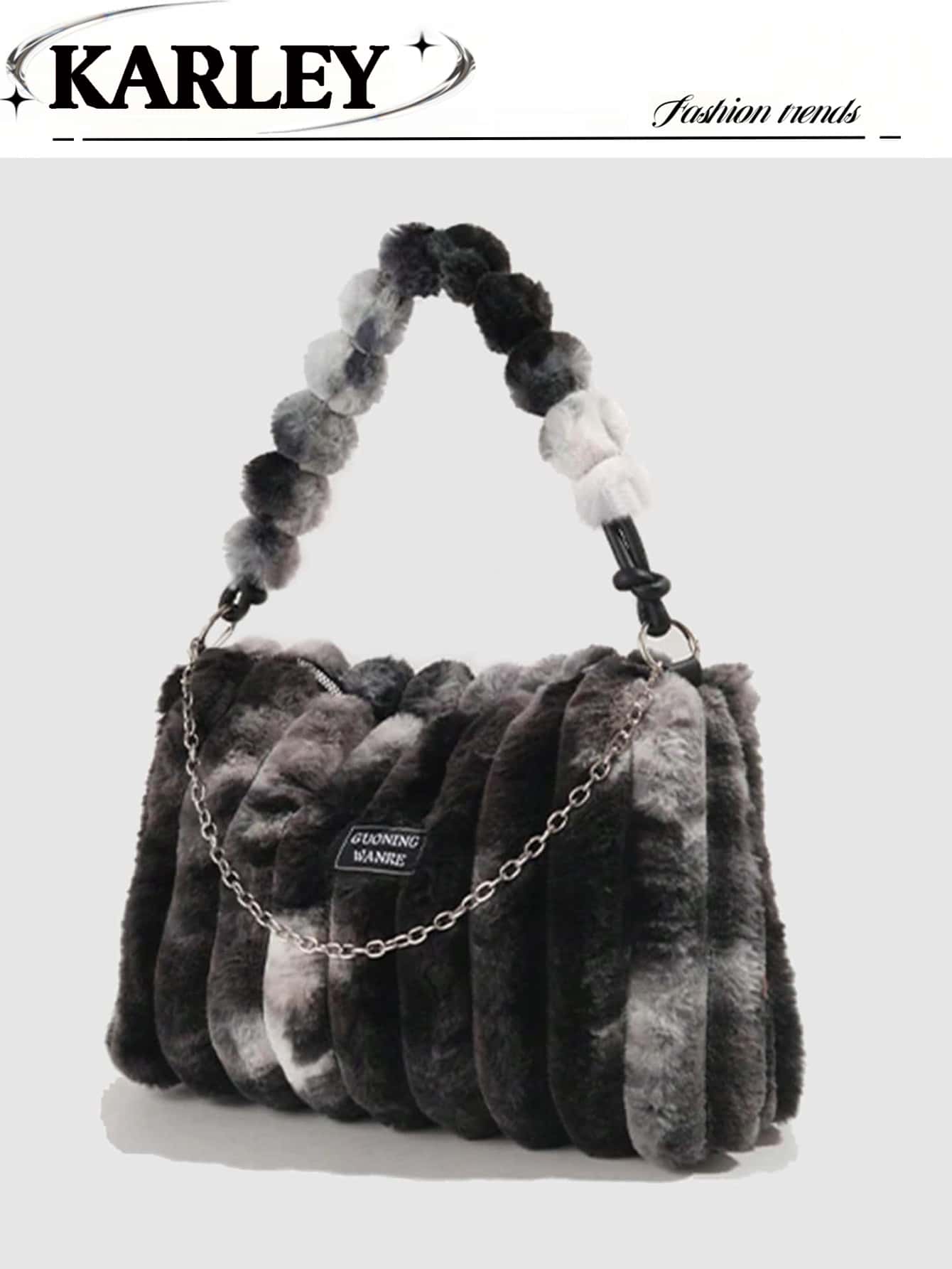 Fuzzy Shoulder Bag For Women, New Autumn/Winter Design, Large Capacity, Tie-Dye Plush Bag, Crossbody Underarm Bag With Chain Strap, Suitable For Girls, Ladies, Students, Young Professionals, Office Workers, Commuting, School Outings (Tie-Dye Craftsmanship, Random Coloring)