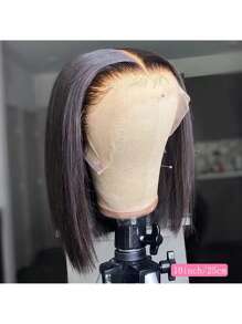 16inch Discount Bob Wig Human Hair 16 Inch 13x4 Transparent Lace Front Wigs Human Hair Glueless Pre Plucked Straight Lace Frontal Bob Wigs For Women 180% Density Human Hair Wigs Natural Black Color 6-16inch