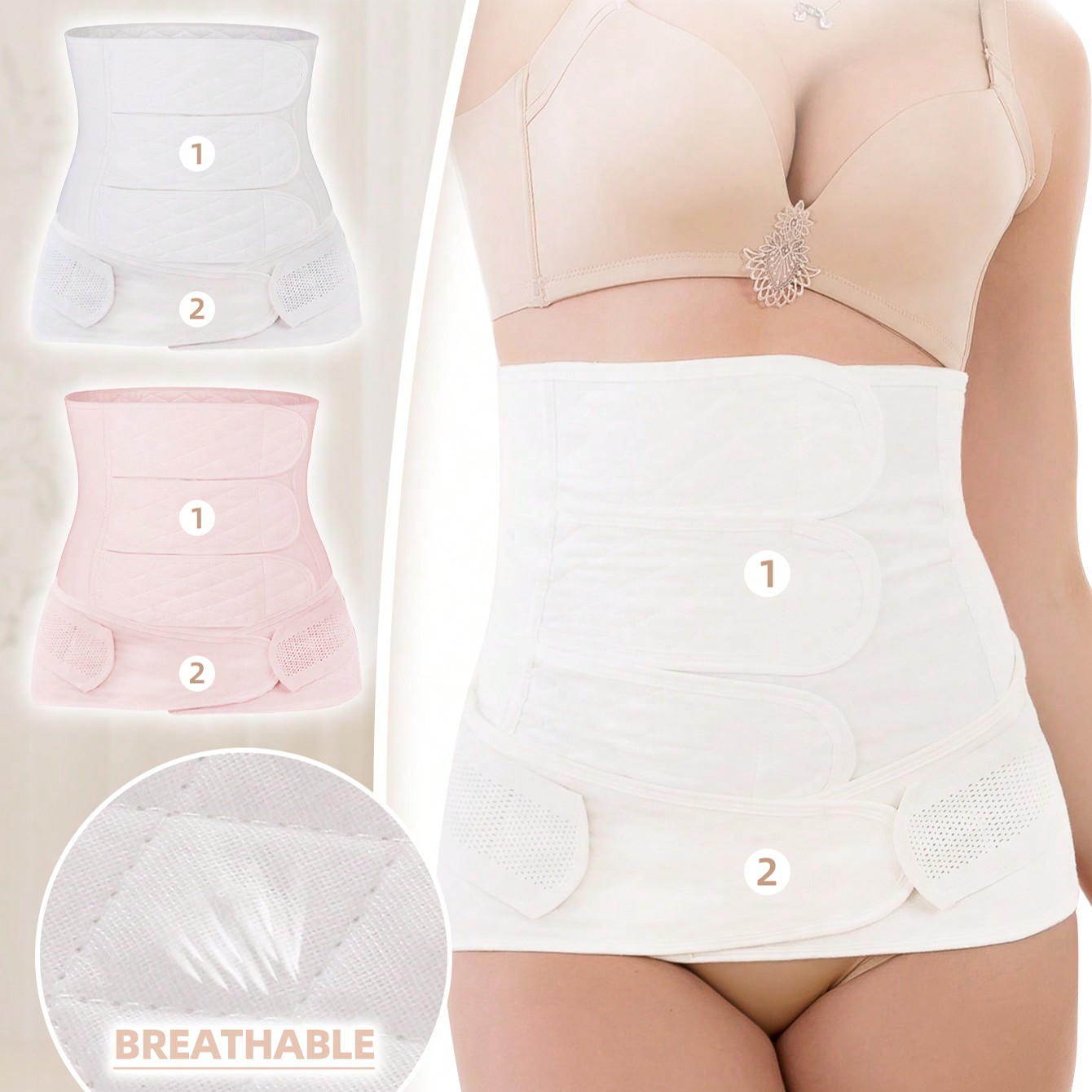 2-In-1 Breathable Adjustable Waist Trainer Abdominal Support Belt Support For Women Waist Trimmer Tummy Control For Body Shaper Postpartum Belly Belts Exercise Waist Belt Suitable For Workout Home Sports And Walk