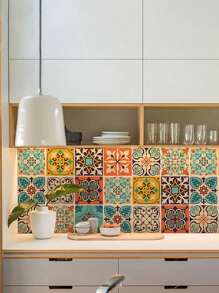 30 Peças/Conjunto Adesivos de Azulejo Cerâmico Estilo Boêmio, Decalques de Parede Removíveis e À Prova d'Água para Sala de Estar, Cozinha, Quarto, Decoração de Parede em Vinil de 4x4 Polegadas