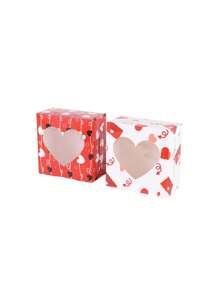 Set de 3/4 cajas regalo de amor para el Día de San Valentín, caja de embalaje de amor con ventana, caja de embalaje para tartas y postres, caja pequeña de cartón vacía con diseño de dibujos animados para empaquetar dulces y regalos de boda, cajas de embalaje decorativas para el Día de San Valentín - Multicolor - Ver 2