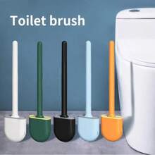 Wall Hanging Toilet Brush With Holder Long Handled Silicone Toilet Brush Soft Bristles WC Cleaning Brush Bathroom Accessories